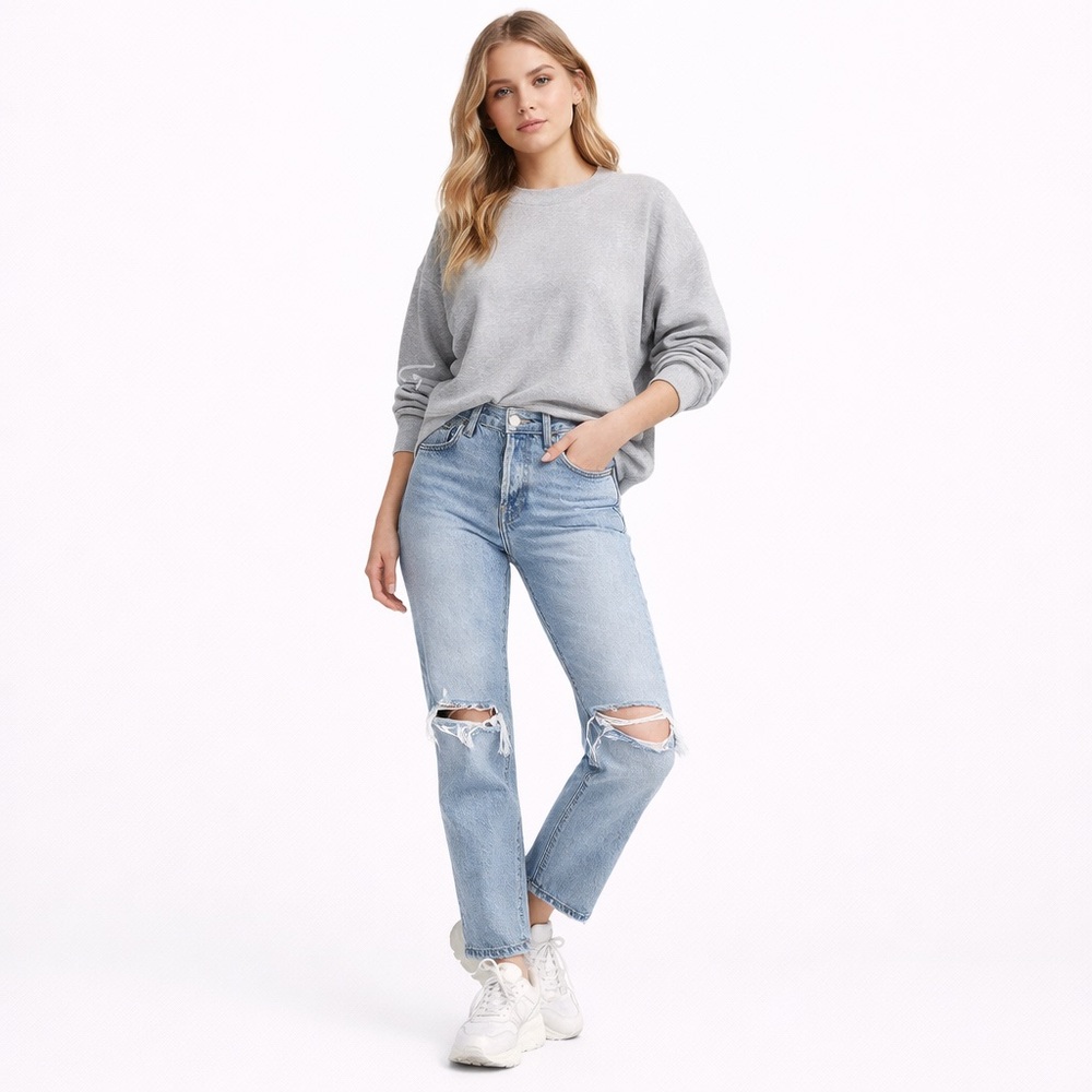 AGOLDE Riley Distressed Straight Leg Jeans Size 25 Light Wash